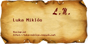 Luka Miklós névjegykártya